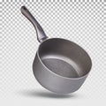 Cookware, pan with a long handle, stewpan. Vector 3d illustration
